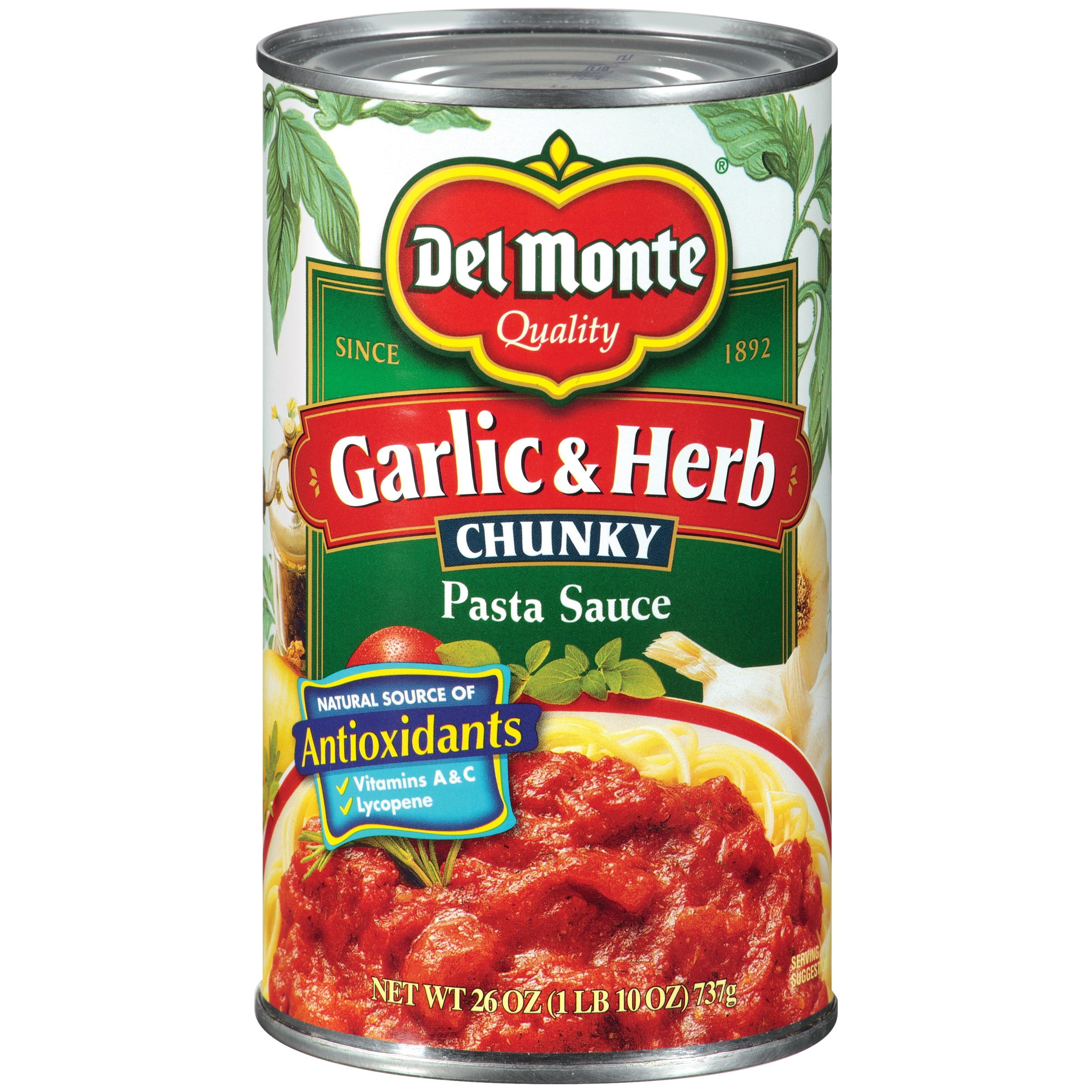 Del Monte Chunky Garlic Herb Pasta Sauce 26 oz Can Del Monte Chunky Garlic Herb Pasta Sauce 26 oz Can