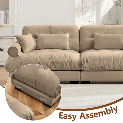 GAKMCIL 93.7" Loveseat Sofa, 2 Seater Modular Sectional Sofa, Large U Shaped Sectional Velvet Fluffy Couch,Deep Seat Sofas for Living Home