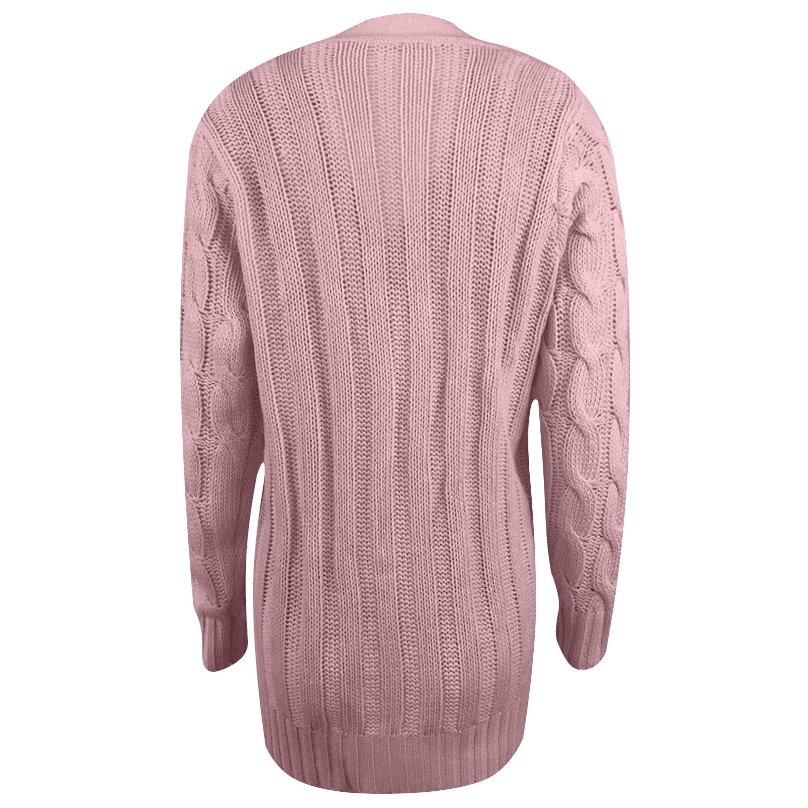 Womens Plus Size Sweaters Cardigans with Pockets S-5X Casual Button-Down Coats Solid Long Sleeve Open Front Cable Knitted Outerwear Sweater
