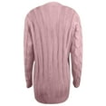 thumbnail image 7 of Cable Knitted Sweater Cardigans for Women Cozy Warm Open Front Button Down Jacket Outerwear with Pockets (XL, Pink), 7 of 7