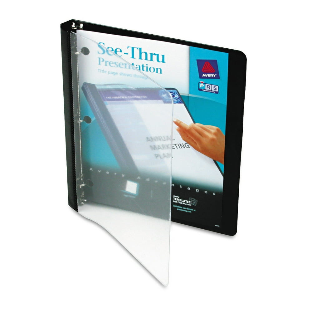 Avery SeeThru Binder with 1/2 inch Round Ring, Black, 1 Binder (10802