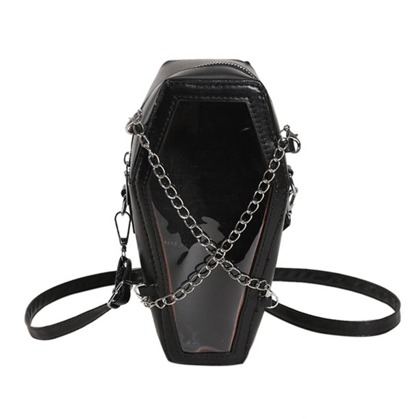 Bolso Cruzado para Mujer Con Forma Ataúd Bolso Mano PVC PU para Viajes Oficina (negro)