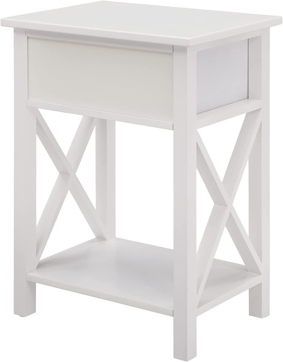 Eily Night Stand Bedside Table with Drawer Wooden Side Tables Bedroom Night Stands for Bedrooms Small Nightstand End Table with Drawer and Shelf Ideal for Small Spaces 1.8 ft Night Stand White - image 2 of 10