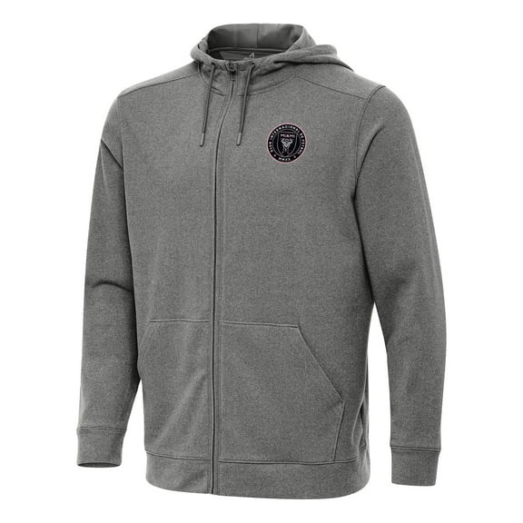 Men's Antigua Heather Black Inter Miami CF Effortless Full-Zip Hoodie