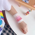 thumbnail image 2 of Hi\.FANCY 2Pcs Colorful Sports Sweatband Unisex Girls Breathable Stripe Wristband Pink, 2 of 9