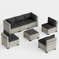 thumbnail image 7 of 7-Piece Outdoor Patio Furniture Set, PE Wicker Rattan Sectional Sofa Conversation Set with Tempered Glass Table & Thick Cushions - All-Weather Garden, Backyard Furniture,Dark Grey, 7 of 7
