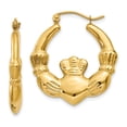 thumbnail image 1 of 14k Yellow Gold Claddagh Hoop Earrings Celtic, 1 of 8