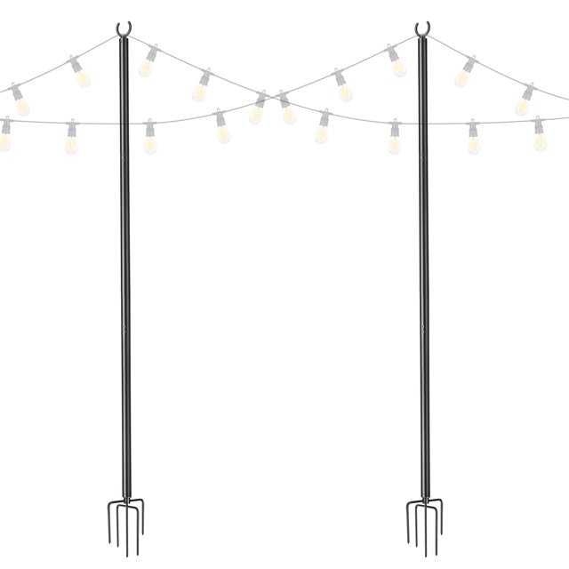 Yescom 2 Packs 10 Ft String Light Pole for Hanging String Lights Metal Pole Aluminum Patio Backyard Party Decoration