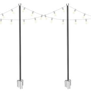 Yescom 2 Packs 10 Ft String Light Pole for Hanging String Lights Metal Pole Aluminum Patio Backyard Party Decoration
