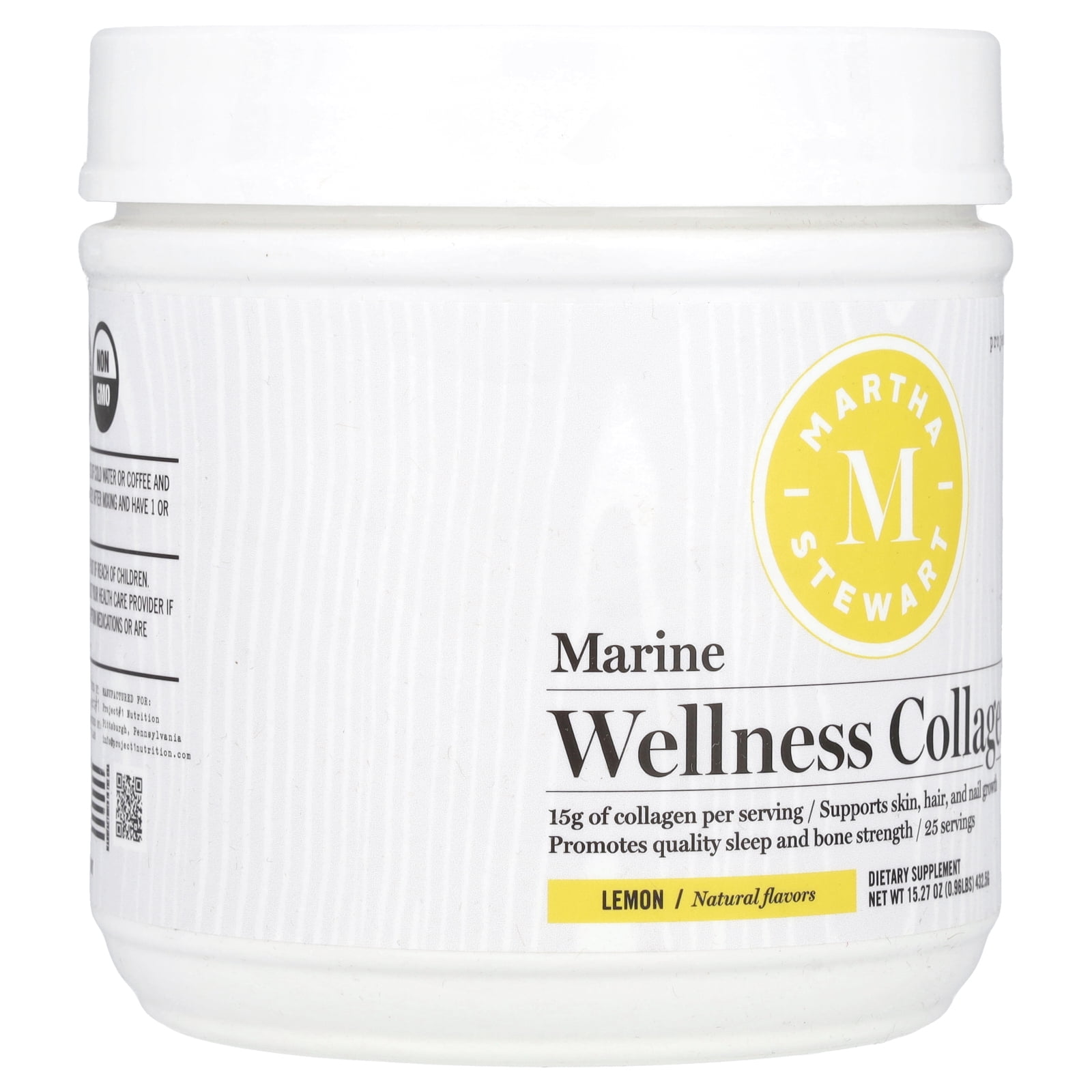 Martha Stewart Wellness Marine Wellness Collagen, Lemon, 15.27 oz (432.5 g)