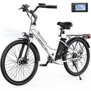 AIRWEST 26" Electric Bike for Adults - 500W Motor, 40-Mile Range, 20MPH Commuter E-Bike with 48V 7.8Ah Battery, 7-Speed Gears, Disc Brake & Front Suspension, Step-Thru Frame Urban Electric Bicycle