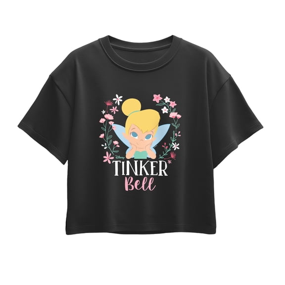 Tinker Bell - Pink Flowers - Youth Girls Boxy T-Shirt