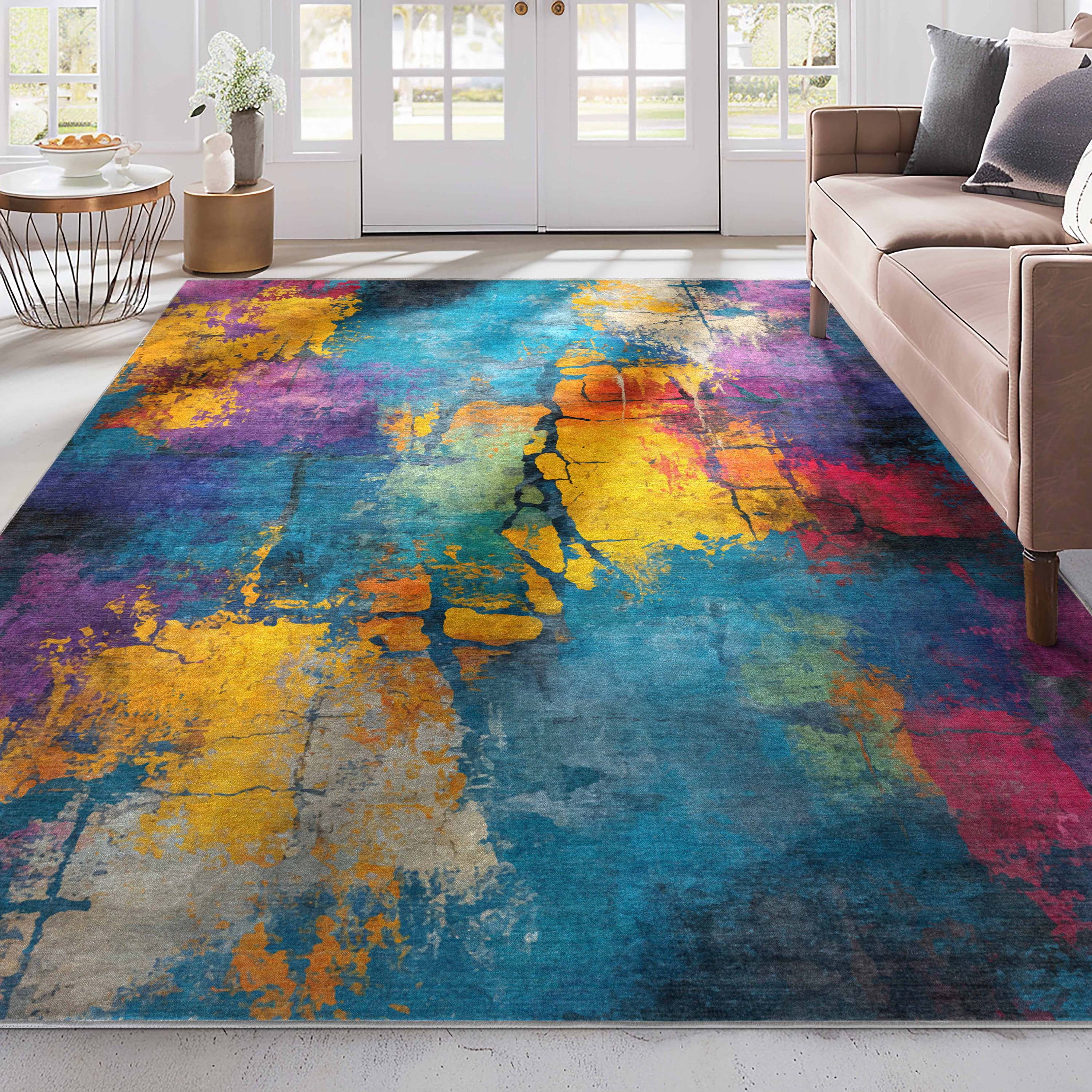 Well Woven Energie 3'3" x 5' Rug – Vibrant Multicolor, Stain-Resistant & Easy to Clean