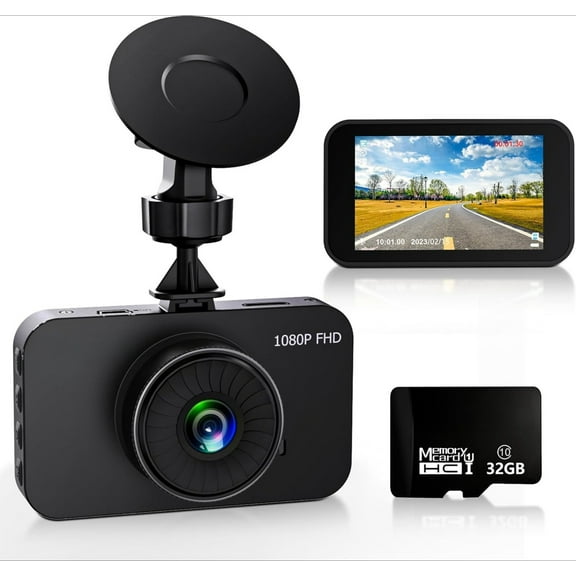 1080P Full HD Dash Camera for Cars, Dash Cam Front with 32G SD Card, 3”LCD Screen, 170°Wide Angle, Dashboard DashCam with Loop Recording, HDR, Night Vision, G-Sensor, Parking Monitor