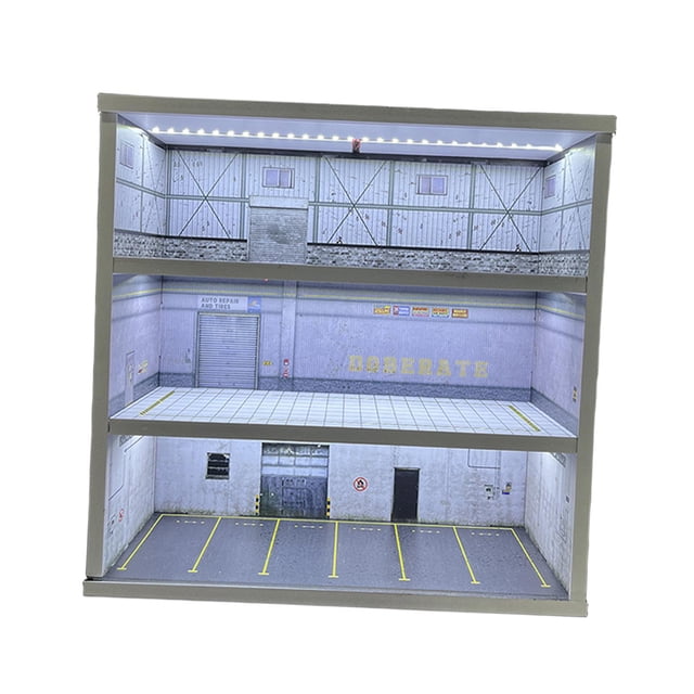 Vitrina de exhibición de modelos de coches a escala 1/64, escena en miniatura, diorama de garaje, decoración, adorno, caja de almacenamiento de coches Estilo B
