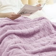 thumbnail image 4 of Exclusivo Mezcla King Size Flannel Fleece Blanket, Super Soft Warm Lightweight Checkered Pattern Blanket for All Seasons, Light Purple, 90"x104", 4 of 7