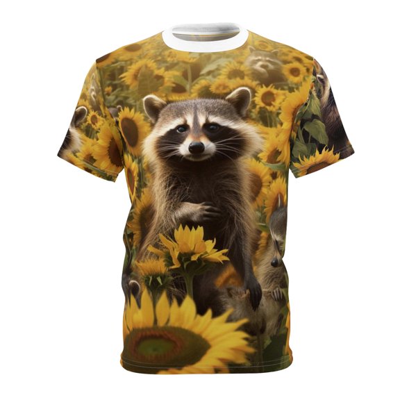 CritterRage feild of sunflower Raccoon t shirt