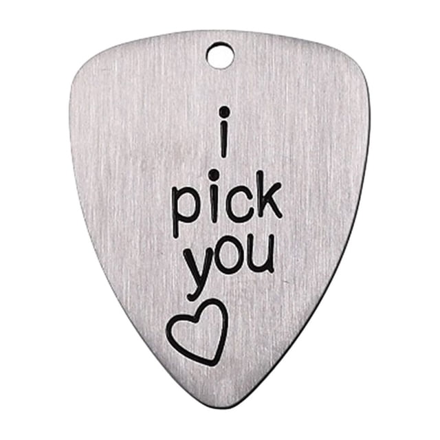 Miangastore Titanium Steel Carved Guitar Pick I Pick You Letter Carved Ukulele Pick Musical Instrument Accessory