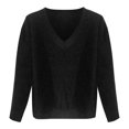 thumbnail image 4 of IROINNID Reduced Womens Sweater V-Neck Pullover Sweater Solid Color Leisure Short Length Long Sleeve Shirt Sweater Tops, 4 of 4