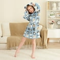 thumbnail image 3 of FORMRS Niños Bathrobe Unisex Hooded Robe Soft Plush Pajamas Sleepwear, Size 2-3T, Cartoon Cute Cat, 3 of 7