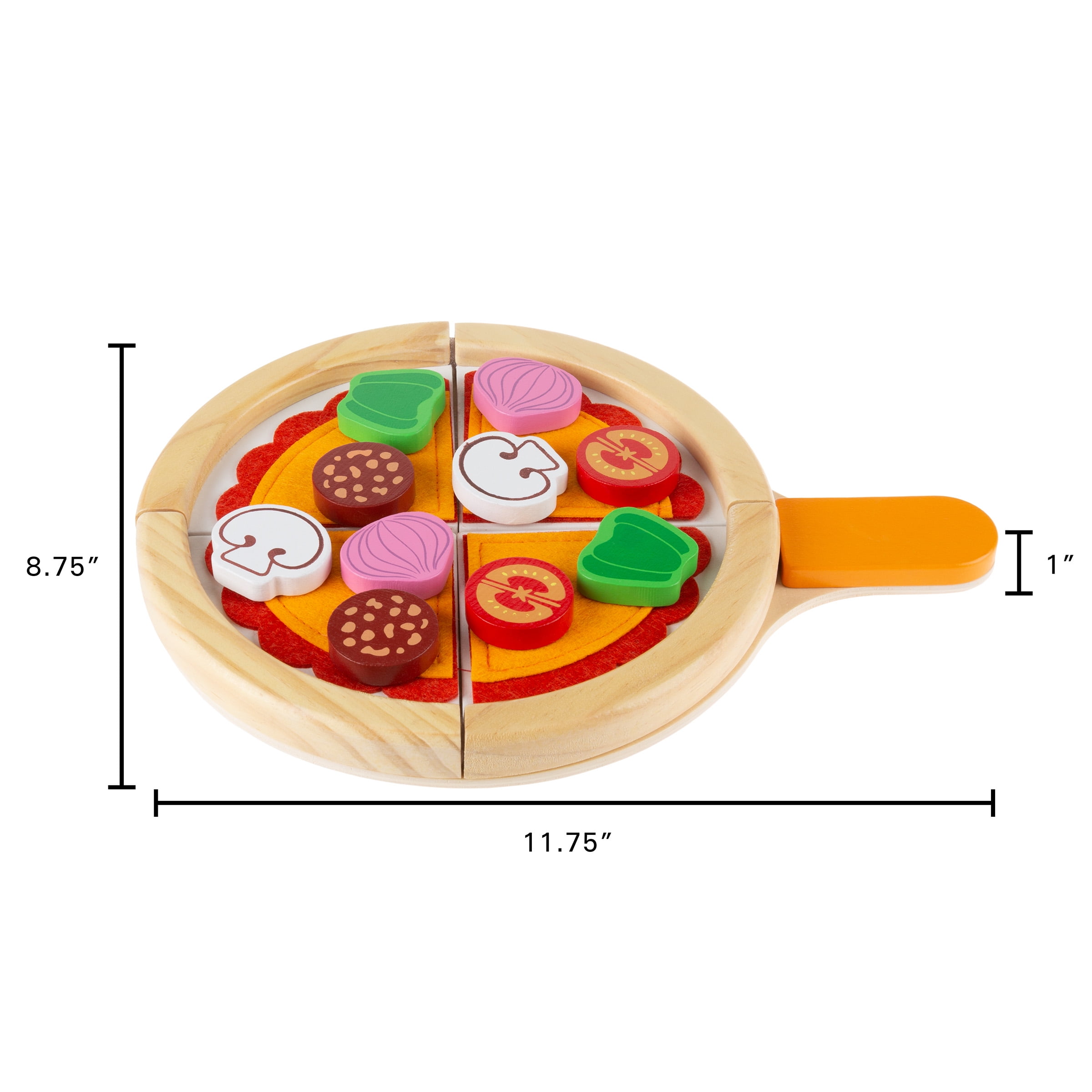 Steventoys Wooden Pizza Cutting Toy, Pretend Play Pizza Set, Pizza Play  Food, Fast Food Cooking Kitchen Educational Montessori Toys for Toddler,Kids