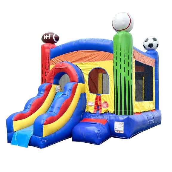 Pogo Crossover Inflatable Bounce House with Water Slide, No Blower, Deluxe Sports