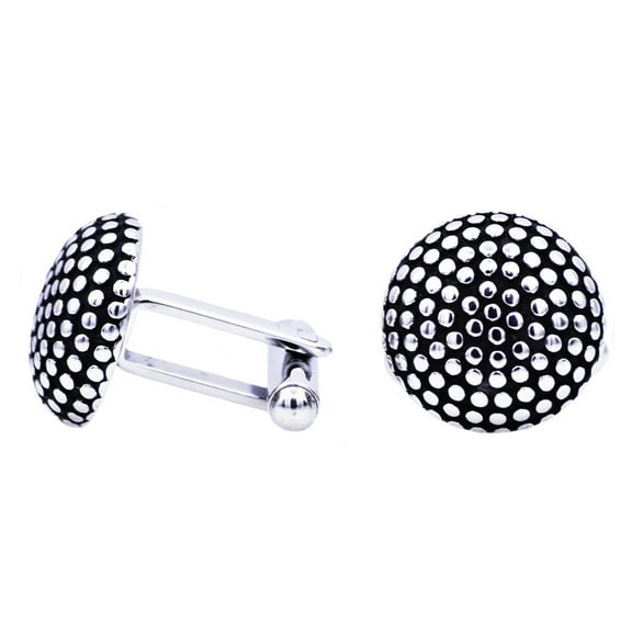 Arista Men's Classic designs Cuff Links in Black and White Stainless Steel