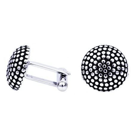 Arista Men's Classic designs Cuff Links in Black and White Stainless Steel