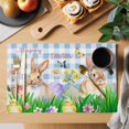thumbnail image 2 of Placemats Set of 6, Easter Bunny Woven Placemat, Linen Place Mats for Kitchen/Dining Tables, Spring Easter Eggs Floral Blue Plaid Washable Table Mats for Party, 2 of 8