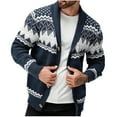thumbnail image 2 of Mens Christmas Cardigan Sweater 2025 Vintage Printed Shawl Collar Open Front Knit Long Sleeve Loose Fit Casual Winter Fall Coat Soft Textured Holiday Pullover, 2 of 5
