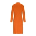 thumbnail image 4 of Fgvctg Womens Sweater Dress Long Sleeve Turtleneck Button Down Midi Dress Flowy Rib Knitted Casual Fall Winter Loose Dress Fashion Outfit With Pocket Saffron S, 4 of 5