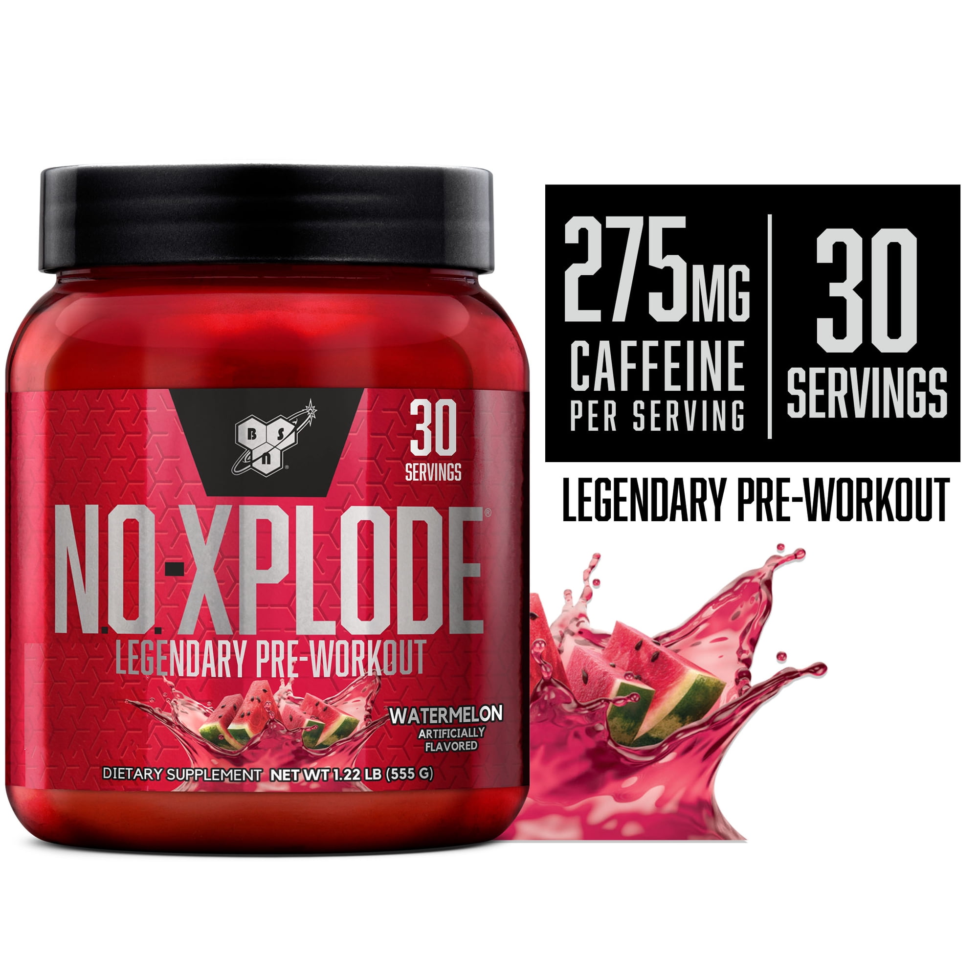 BSN N.O.-XPLODE Pre Workout Powder, Energy Supplement for Men and Women with Creatine and Beta-Alanine, Flavor: Watermelon, 30 Servings