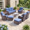 thumbnail image 2 of Jentlehouse 10 Pieces Outdoor Patio Furniture Set with 4 Swivel Rocking Chairs,Wicker Rattan Sofa Set Outdoor Sectional Conversation Set for Garden Lawn Balcony, 2 of 12