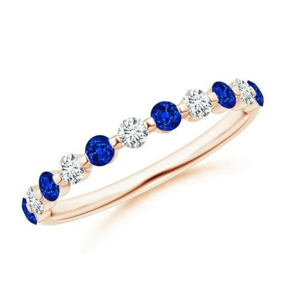 Round Shape Blue Sapphire CZ Diamond Eternity Band Ring Women 925 Sterling Silver Rose Gold Plated September Birthstone Mothers Day Women Gift Gemstone Jewelry