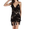thumbnail image 4 of Uppada Robe de Soirée pour Femmes à Paillettes avec Franges et Pampilles, Robe Charleston Courte Sans Manches à Col en V à Bretelles Spaghetti, Robe de Soirée, Robe de Danse, Robe de Bal, Robe de Cocktail Déguisement jusqu'à 65 % de Rabais, 4 of 7