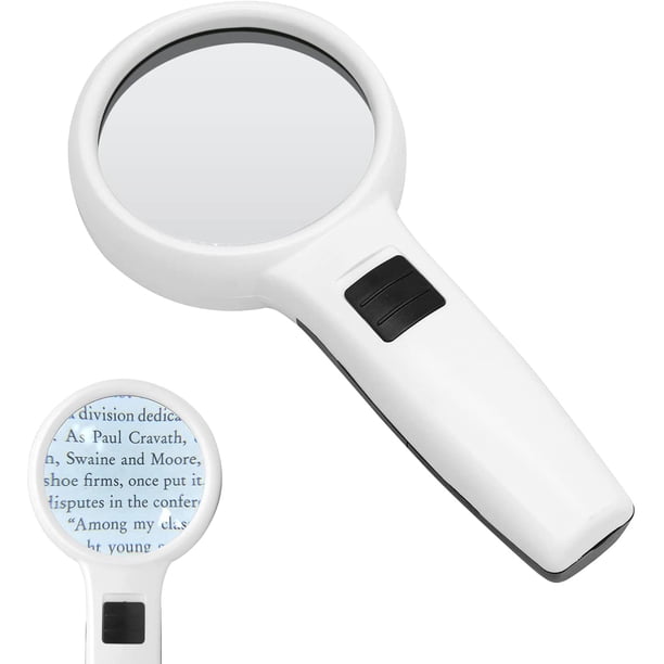 Lupa con luz, gran lupa de mano 30X con 3 luces LED para degeneración macular, lectura en personas mayores, soldadura, inspección, monedas y joyas.