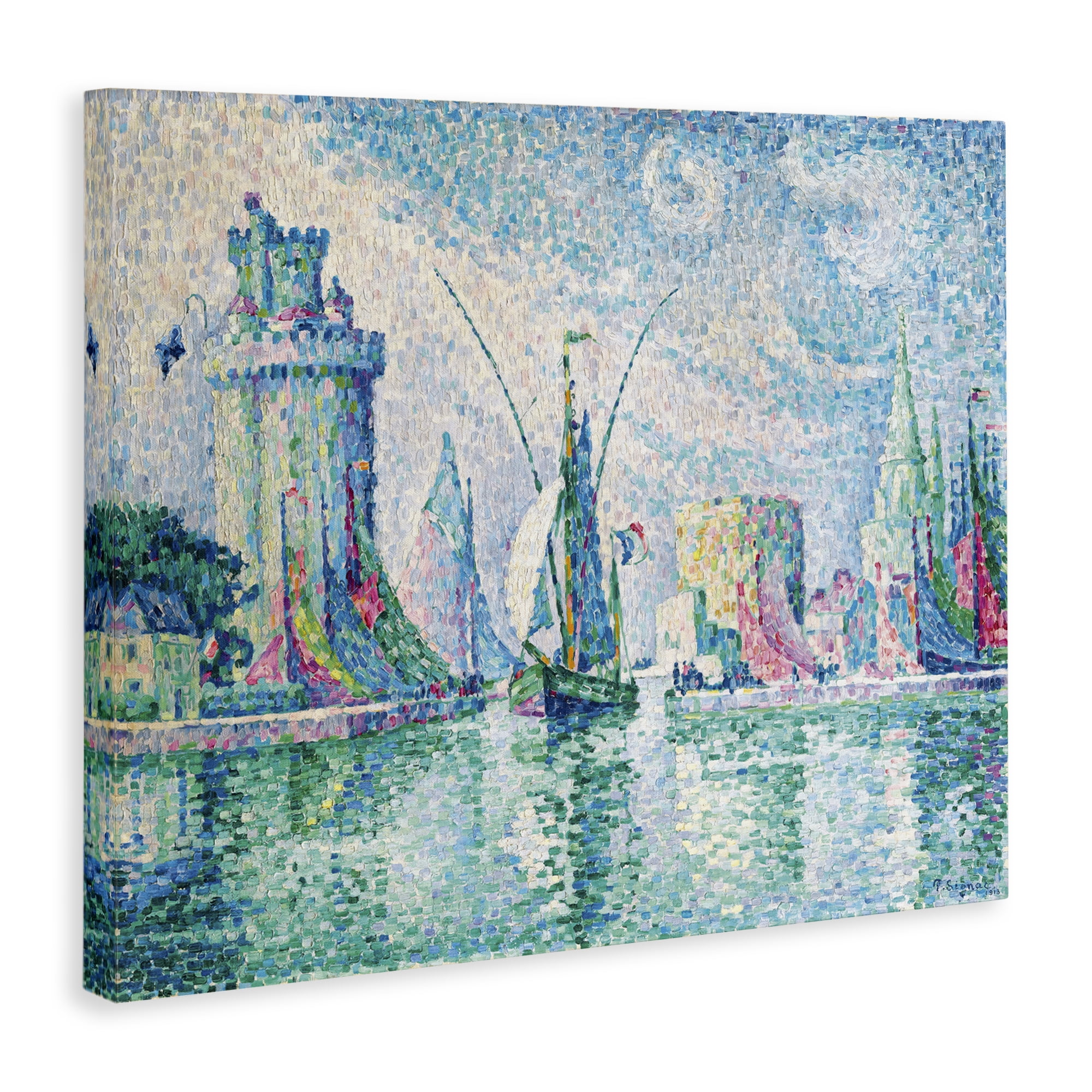 Stupell Industries La Rochelle Classical Signac Transportation Painting Wrapped Canvas Art Print Wall Art, 48 x 36