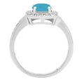 thumbnail image 2 of 1.335 ct Round Cut Simulated Turquoise Solitaire with Simulated Diamond Accents 18K White Gold Womens Engagement Ring, 2 of 4