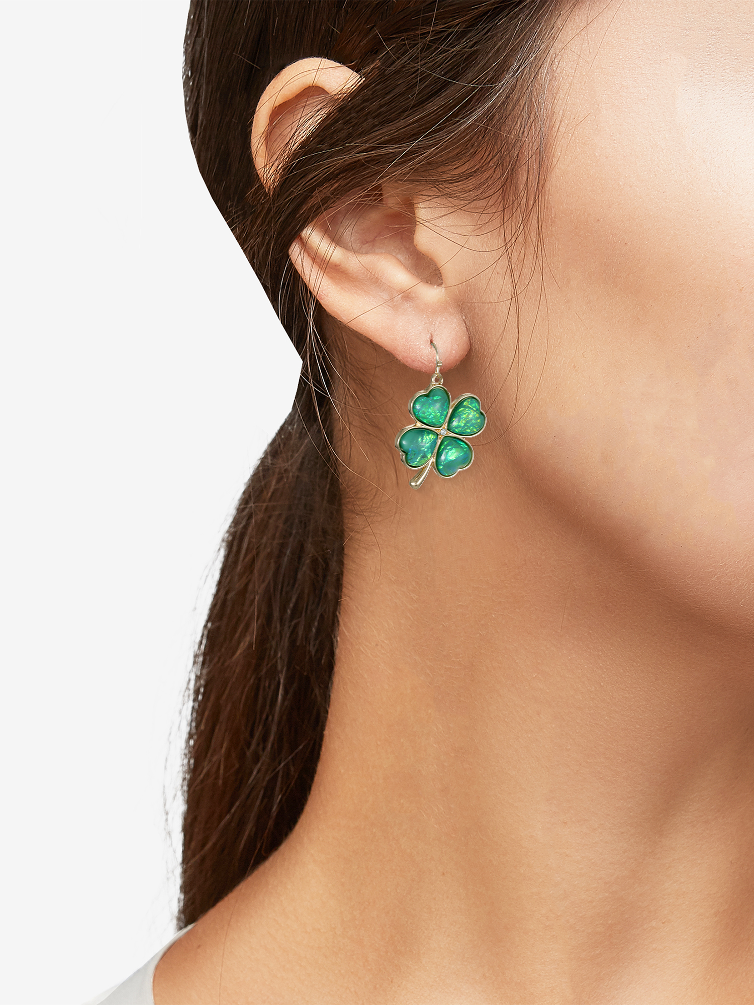 Way to Celebrate St. Patrick's Day Gold Shamrock Earrings , 1 Pair