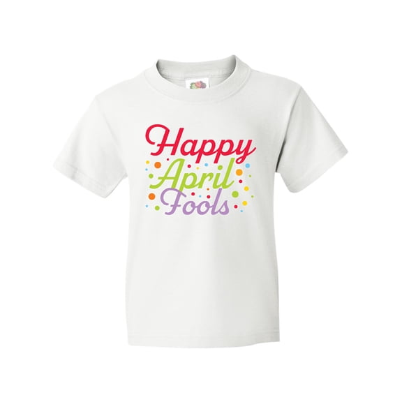 Inktastic Happy April Fools with Colorful Dots Youth T-Shirt
