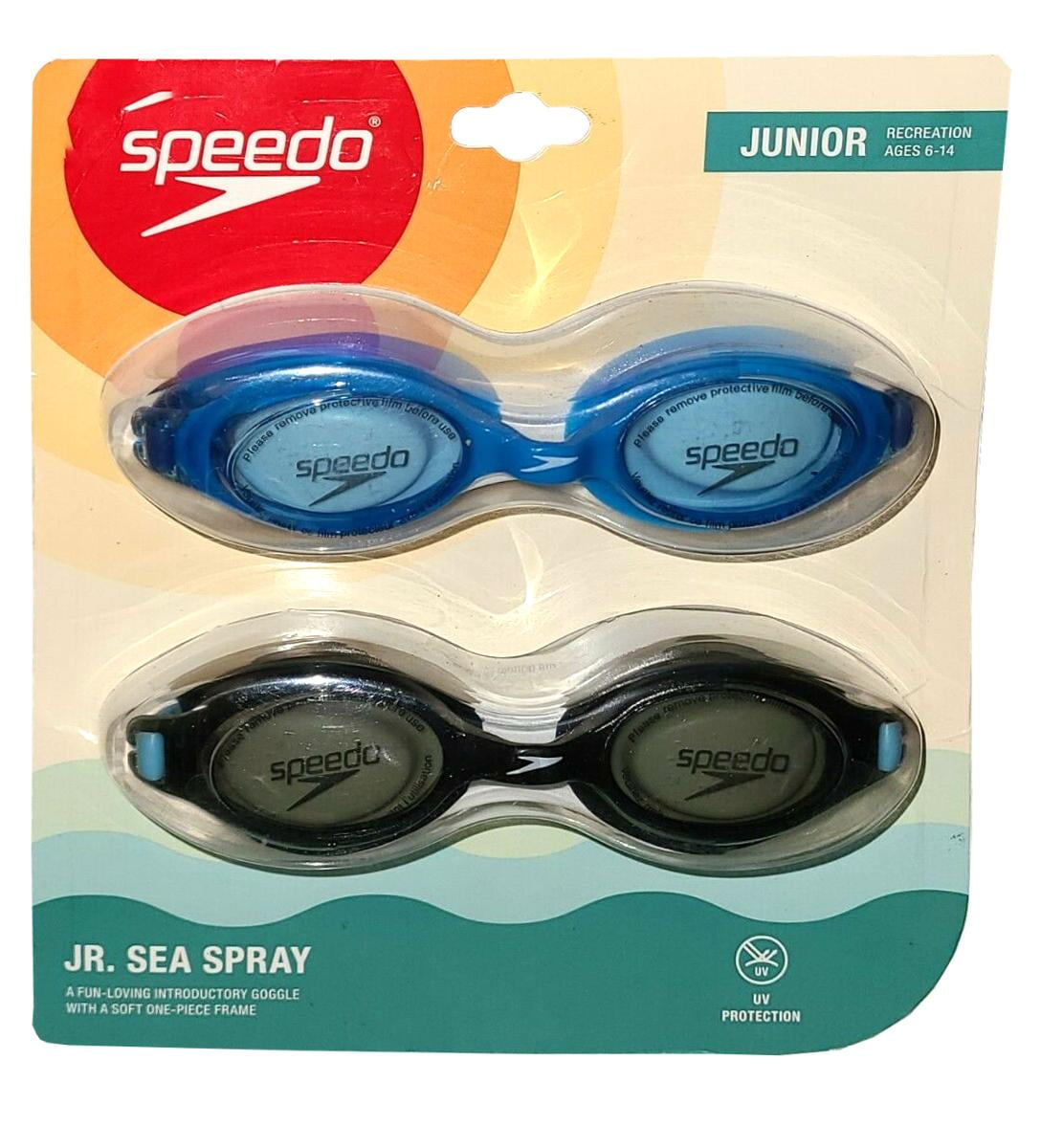 Speedo JR Sea Spray Goggles 2 Pack Blue and Black