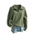 thumbnail image 4 of Hurxie Womens Oversized V Neck Fleece Sweatshirt Casual Long Sleeve Sweatshirts Collared Pullover Sweatshirts, 4 of 7