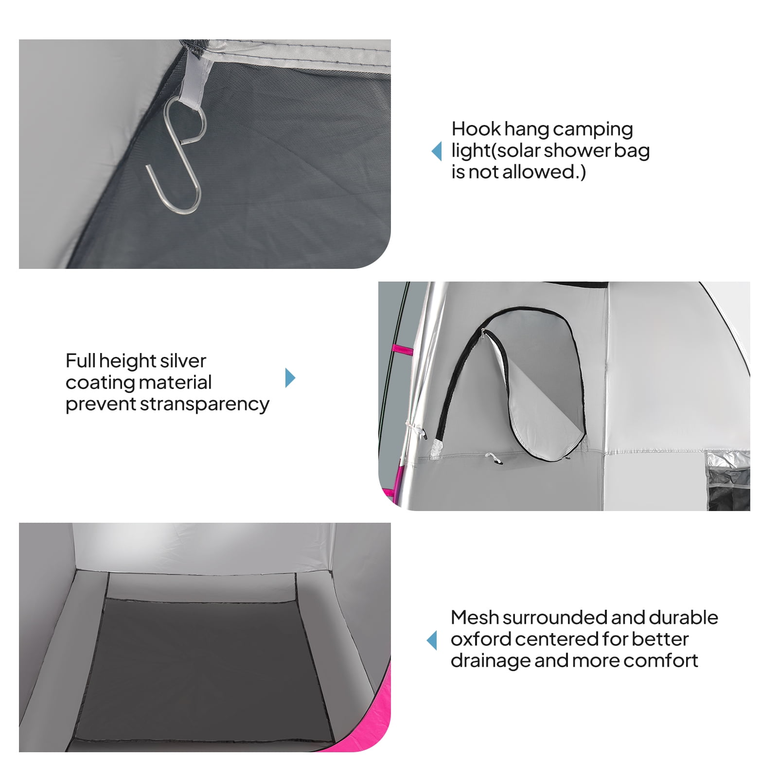Ktaxon Camping Shower Tent, Waterproof Pop Up Single Changing Tent, Portable Dressing Room, Outdoor Privacy Tent for Beach, HIking, Photography Studio, Light Pink & White