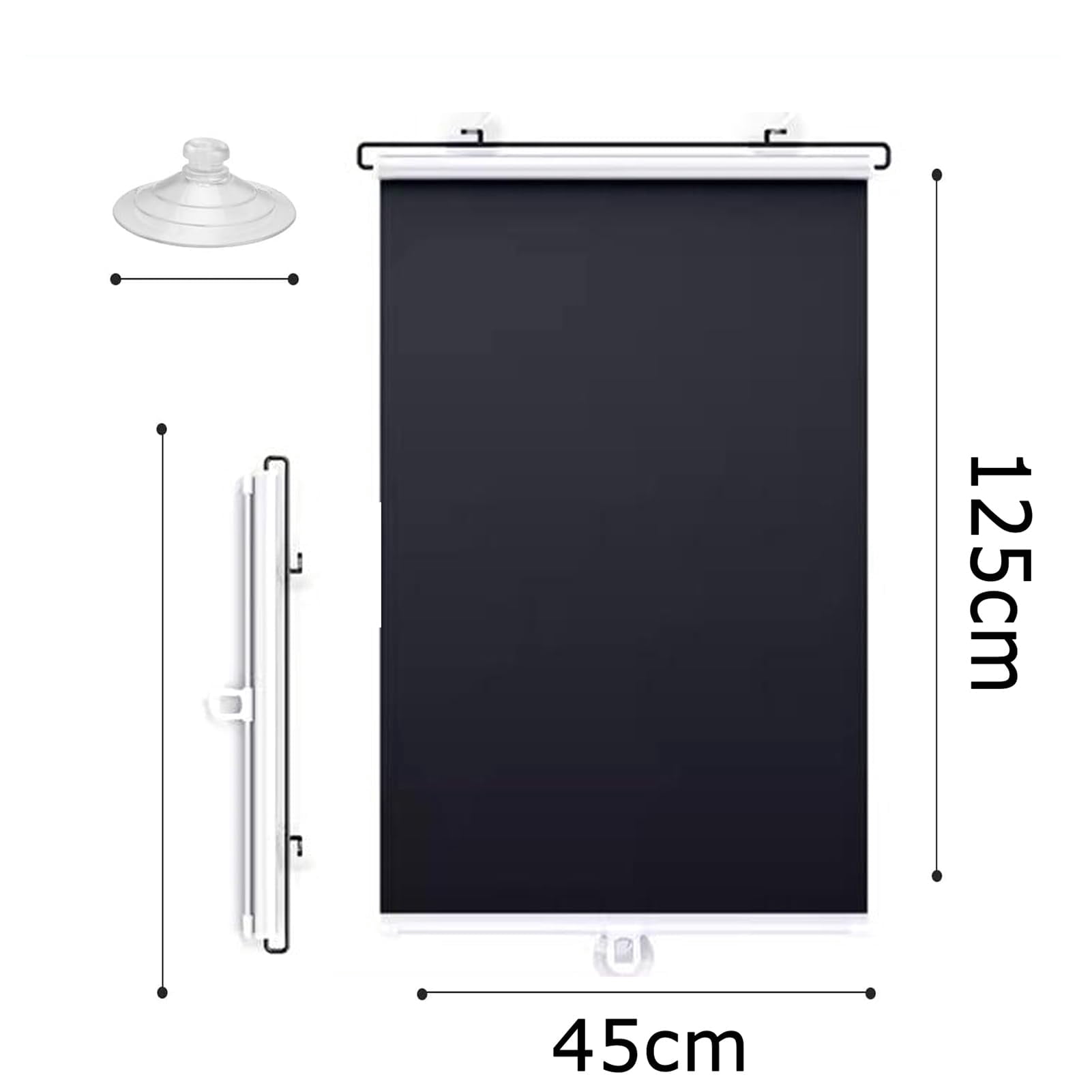 Suction Cup Roller Blinds for Windows, Black  Retractable Blackout Roller Blinds, No Drilling Sunshade Curtains