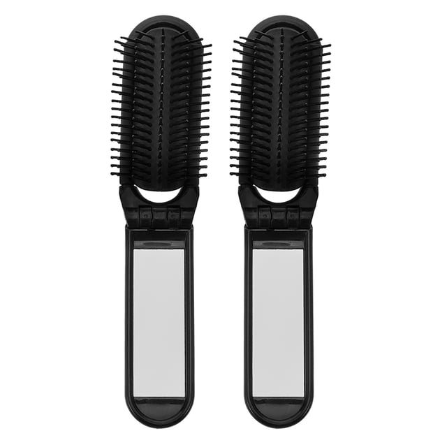 2 cepillos de pelo de viaje compactos y plegables con espejo, mini cepillo portátil para bolso, peine de bolsillo plegable para mujeres y hombres, herramientas de peinado