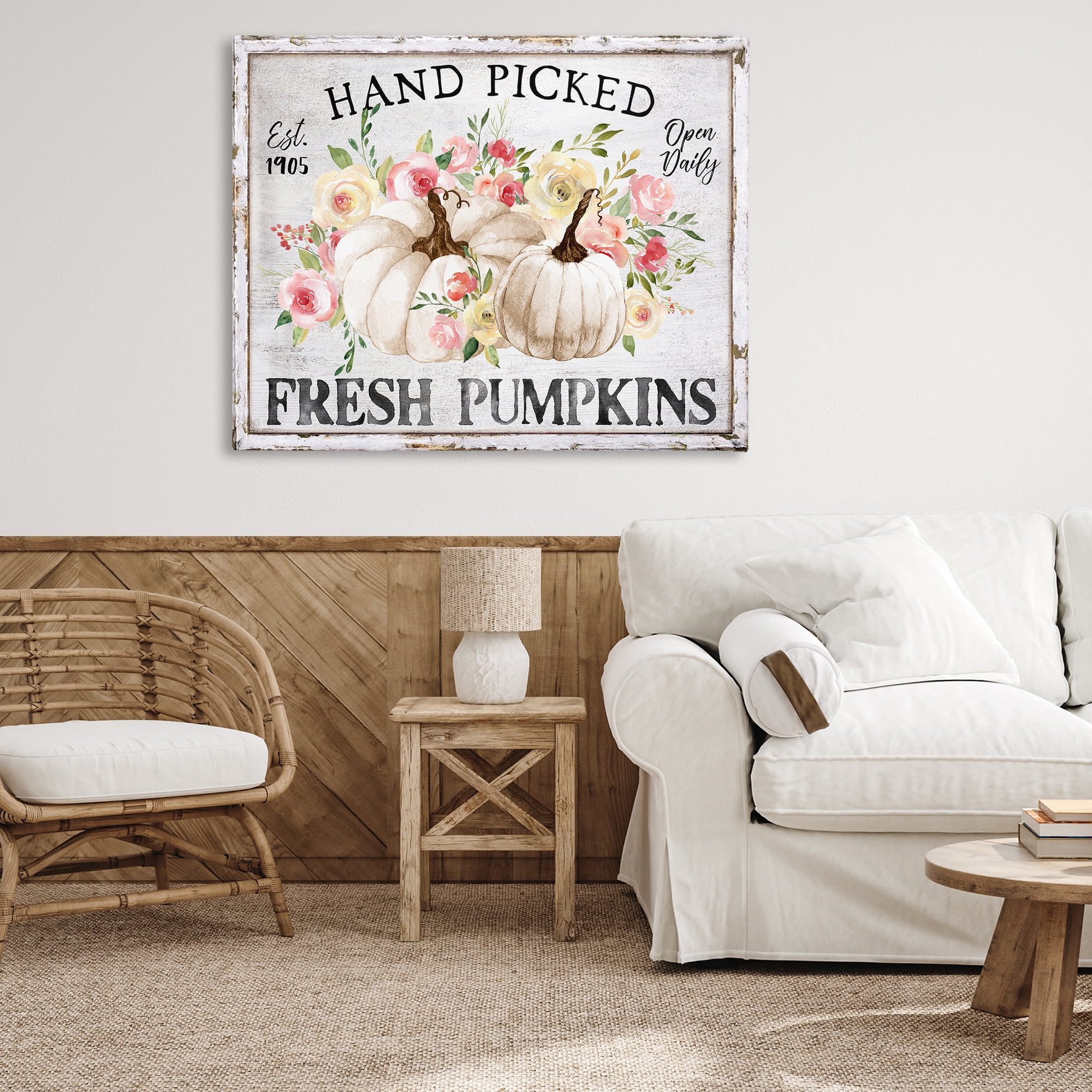 Stupell Industries Hand Picked Pumpkins Holiday Painting Gallery Wrapped Canvas Art Prints Wall Art, 48 x 36