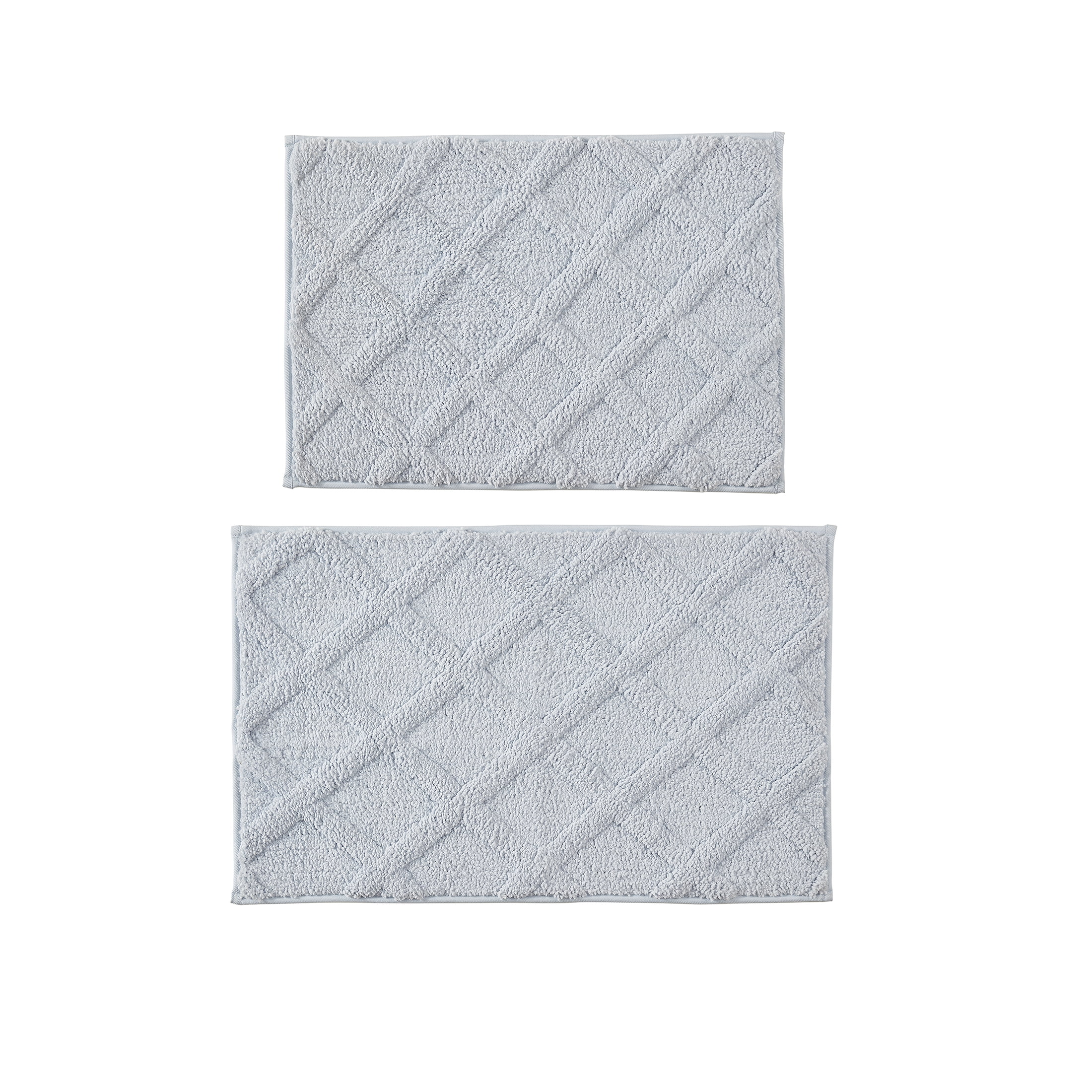 Mainstays 15-Piece Blue & White Diamond Bathroom Set – Shower Curtain, Bath Rugs & Hooks, Stylish Polyester Decor