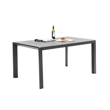 Outdoor Dining Table 60"x35" Patio Rectangular Dining Tables for Garden Powder-Coated Aluminum, Grey