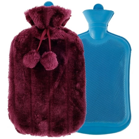 

DANDELIONSKY Large Capacity Hot Water Bottle with Faux Fur Fluffy Cover Pack Soft and Warm Hot Water Bag Classic Rubber