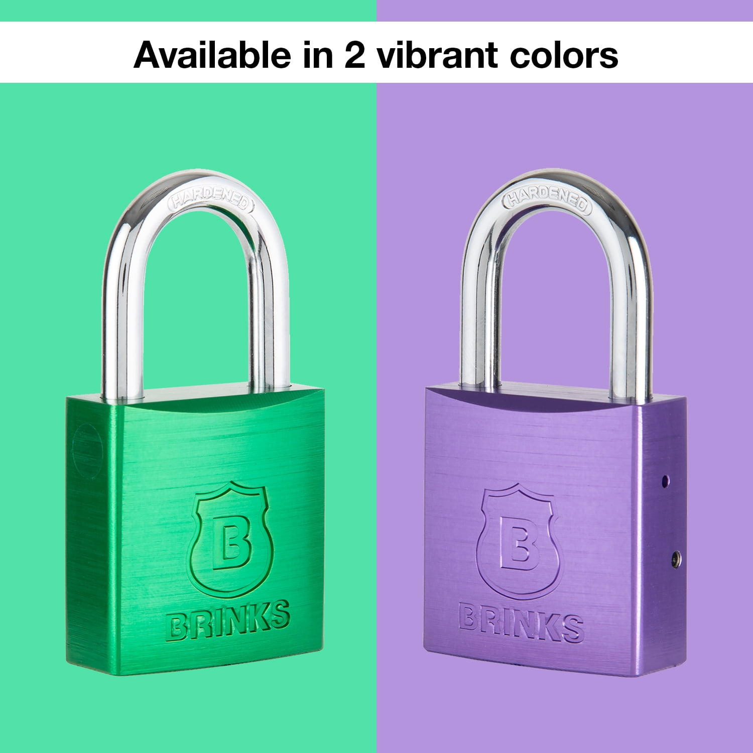 (2 pack) Brinks 38mm Purple Anodized Aluminum Solid Body Padlock with 1in Shackle